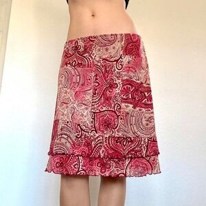 Y2K Paisley Print Stretch Skirt